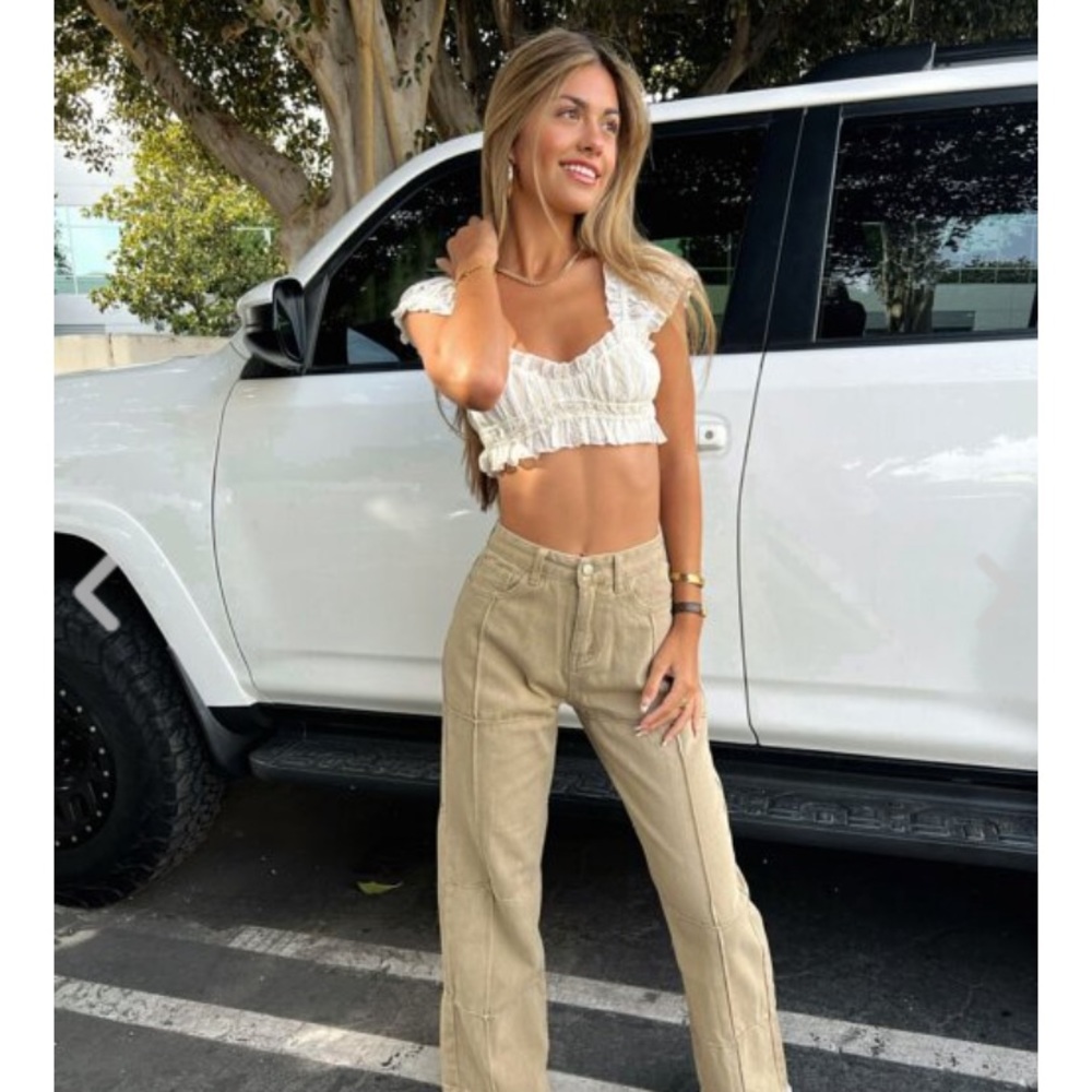 Isabelle’s Cabinet Monochrome Patchwork Taupe Denim Jeans